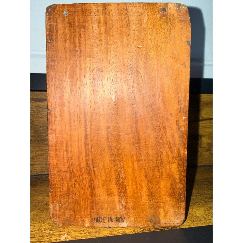 Vintage Hand Carved Wooden Trinket Jewelry Box Floral Made In India